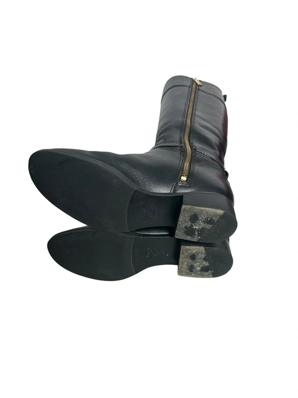 Tory Burch Nadine Black Leather Logo Knee High Riding Boots Woman’s Size 6